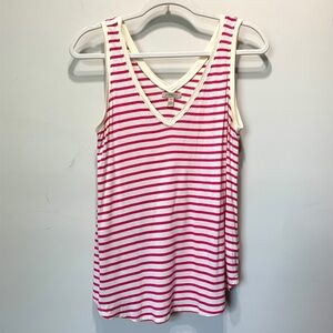 Anthropologie Bordeaux striped v-neck tank